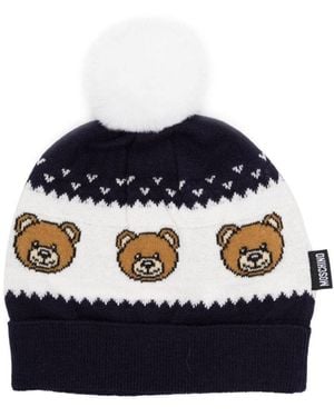 Moschino Beanie Bears And Pom Poms - Blue