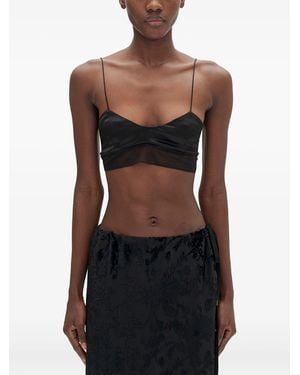 Ann Demeulemeester Scoop-Neck Cropped Top - Black