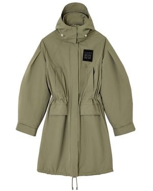 Ganni Hooded Longline Parka - Green