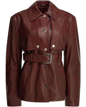 Max Mara Bordeaux Leather Polyester Two-Piece Leather Jacket - Brown