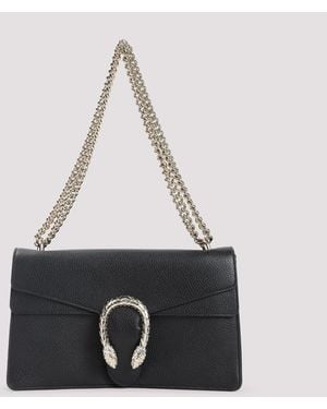Gucci Schwarze Dionysus Schultertasche Aus Genarbtem Leder