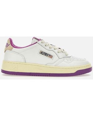 Autry Medalist Niedrige Weiße Lila Leder Sneakers