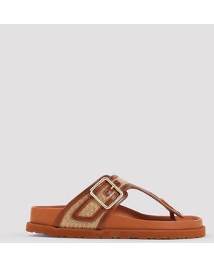 Birkenstock Birkenstock 1744 Gizeh Frames Raffia-Sandalen - Braun