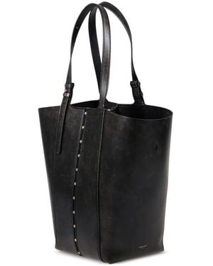 Golden Goose Shopping 24,7 Ns Vintage-Lederkörper mit goldenen Metalldetails - Schwarz