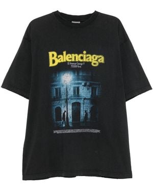 Balenciaga The Address Cotton T Shirt - Black