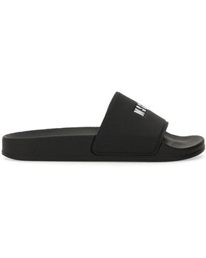 MSGM Slide Sandal With Logo - Black