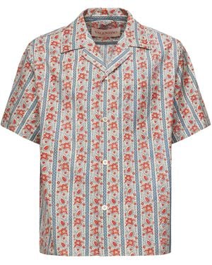 Valentino Garavani Paisley Print Cotton Bowling Shirt - Wit