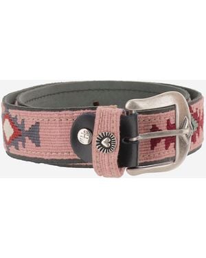 Waitz Design Leather And Fabric Belt - Pink