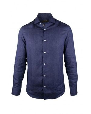 Moorer Slim-Fit Linen Shirt With Mother-of-Pearl Buttons - Blue