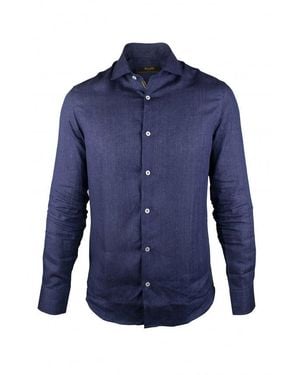 Moorer Slim-Fit Linen Shirt With Mother-of-Pearl Buttons - Blue