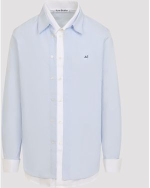 Acne Studios Embroidered Cotton Button-Up Shirt - Blue