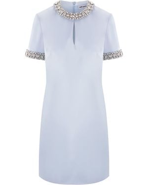 Self-Portrait Satin Embellished Mini Dress - Blue