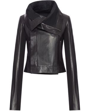 Rick Owens Veste de motard en cuir - Noir