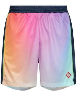 CASABLANCA Shorts With Faded Effect And Logo - Blue