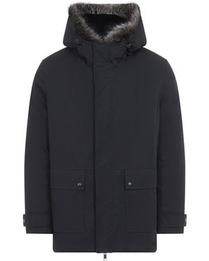 Yves Salomon Cotton Parka Jacket With Down-Filled Warmth - Blue