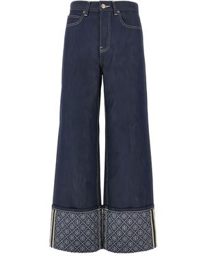 Tory Burch Jeans Mit Gemusterten Bündchen - Blau