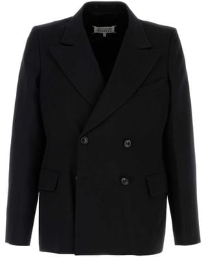 Maison Margiela Tailored Double-Breasted Wool Blazer - Black