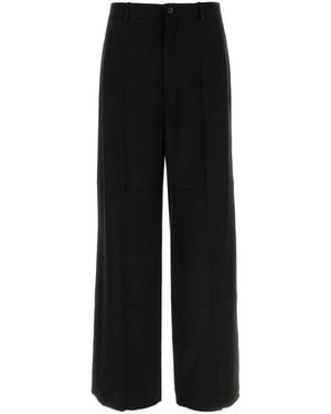 Balenciaga Twill Wide-Leg Pant - Black