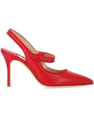 Manolo Blahnik Campari Lamb Nappa Court Shoes - Red