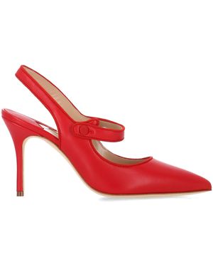 Manolo Blahnik Campari Red Lamb Nappa Pumps - Rood