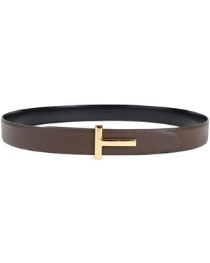 Tom Ford Omkeerbare Riem Met Logo -plaque - Wit