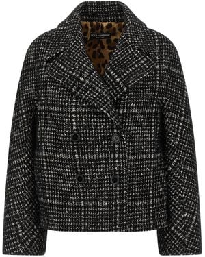 Dolce & Gabbana Houndstooth Coat Coats And Trench Coats - Black