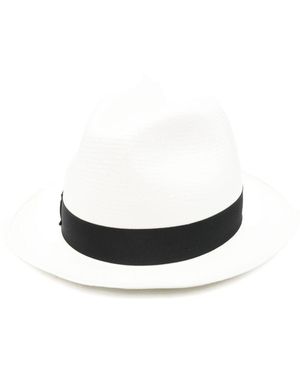 Borsalino Monica Strohoed Met Lintdetail - Wit