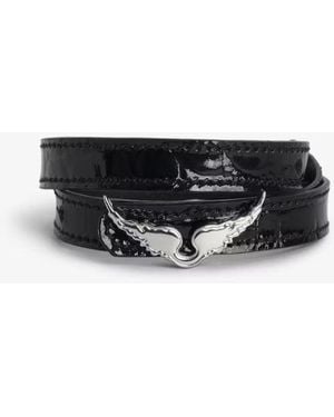 Zadig & Voltaire Rock Croco Leather Bracelet - Black