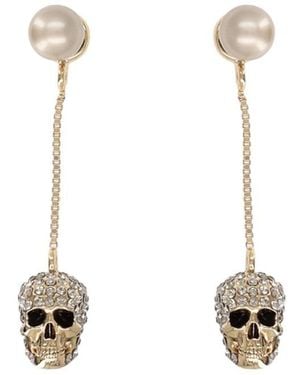 McQueen Alexander Mc Queen "Skull" Dangle Earrings - White