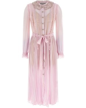 Self-Portrait Pleated Georgette Midi' Dresses - Pink