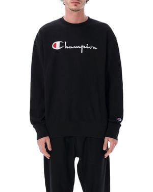 Champion Crewneck Sweatshirt With Logo - Black