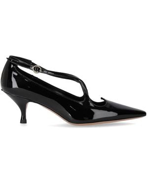A.Bocca Patent Leather Heart-Cutout Spool-Heel Pumps - Black