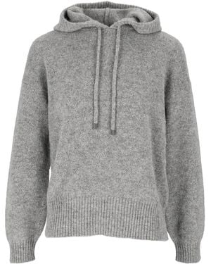 Kangra Cashmere Relaxed Fit Oversized Hooded Sweatshirt - Grey