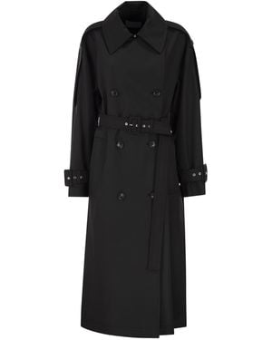 Sportmax Spxgocce Langer Trenchcoat aus wasserabweisendem Twill - Schwarz