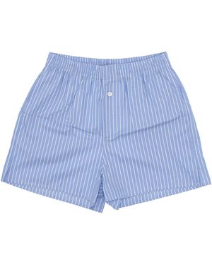 LA ROSE Cotton Buttoned Shorts - Blue