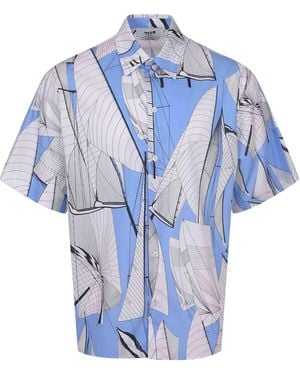 MSGM Hemd aus Baumwolle. - Blau