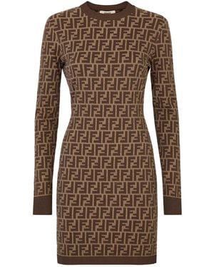 Fendi Abito Cotton Ff - Marrone