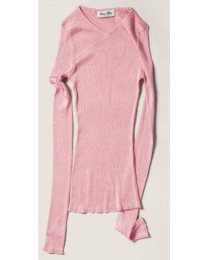Miu Miu Scollo V Seidenrippen F.21 - Pink