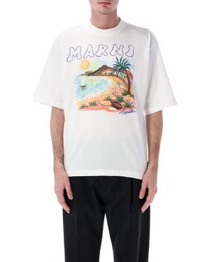 Marni Beach Print T-Shirt - Weiß