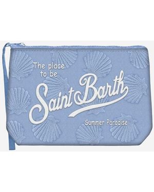 MC2 Saint Barth Aline Clutch Bag With Logo - Blue
