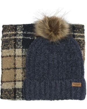 Barbour Set Sciarpa E Berretto "Saltburn" - Blu