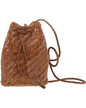 Dragon Pompom gewebte Ledertasche - Braun