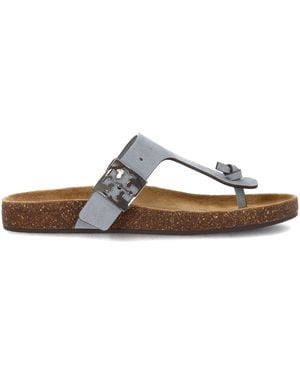 Tory Burch Mellow T Strap Pebbled Leather Sandal - White