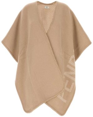 Fendi Antiqued Pink Wool Blend Cape - Naturel