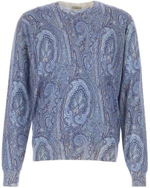 Etro Printed Silk Blend Jumper - Blue