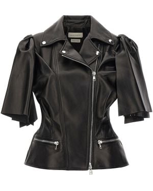 McQueen 'Bow Knot' Biker Vest - Schwarz