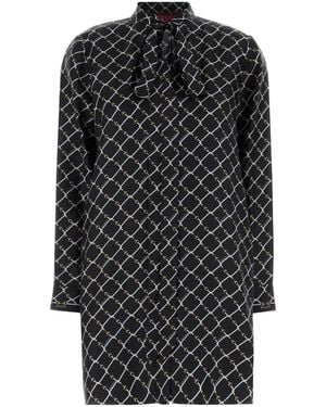 Gucci Horsebit Print Silk Twill Dress - Black