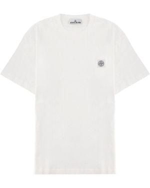 Stone Island T Shirt Con Patch Logo - White