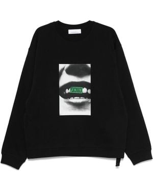 Oamc Peacemaker Loose Fit Crewneck Smile Print - Black