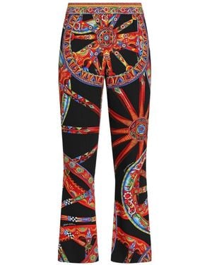 Dolce & Gabbana Carretti Print Silk Trousers - Red